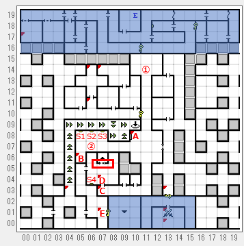 ウィザードリィ・外伝 五つの試練 五つの試練 旅人の財産 鉱山2F(B02) 攻略マップ | dezikomoeのプレイ日記